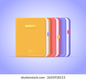 Stapel bunter Bücher für Bildung und Lesen, Graduierung und Wissenskonzept in 3D-Vektorgrafik. Isoliertes Vektorsymbol.