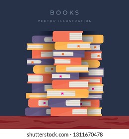 Stack of colorful books. Education vector illustration.