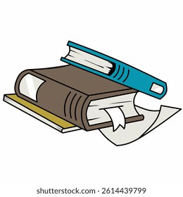 Stack of colorful books, featuring a blue book on top of a brown book. Showcases a blend of educational themes, ideal for research, study, or library concepts. Perfect for academic and creative