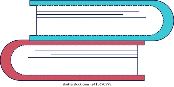 Stack of colorful books, flat style icon design. Educational concept, stacked textbooks, library element vector illustration.