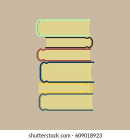 Stack of colorful books. Flat vector illustration.