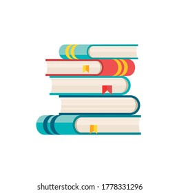 Stack of colorful books isolated on  white background. Pile of books vector illustration. Icon stack of books in flat style. Concept education