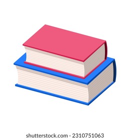 Stack of colorful books isolated on white background, school textbooks, library or bookstore literature, education, pile of vector books, knowledge, isometric design