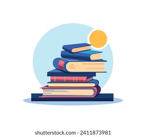 stack of colorful books isolated on white background vector illustration