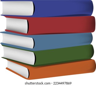 stack of colorful books for the library