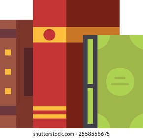 Stack of colorful books on a bookshelf, symbolizing knowledge and learning, with a green cover book resembling money, highlighting the investment in education and potential financial returns