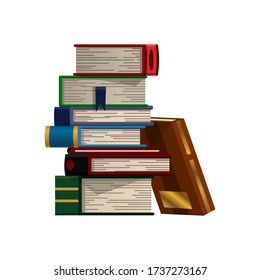 Coloridos libros sobre fondo blanco