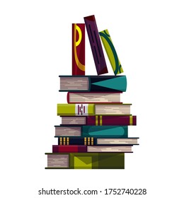 Stack of colorful books on a white background