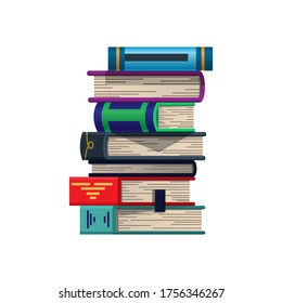 Stack of colorful books on a white background