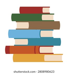 A stack of colorful books piled high in a messy arrangement, perfect for education or library concepts