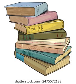 A stack of colorful books for studying or reading. Vector isolated image for the design of banners, training programs, knowledge day and September 1