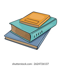A stack of colorful books for studying or reading. Vector isolated image for the design of banners, training programs, knowledge day and September 1