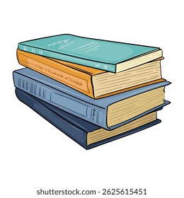 A stack of colorful books for studying or reading. Vector isolated image for the design of banners, training programs, knowledge day, September 1 and back to school.