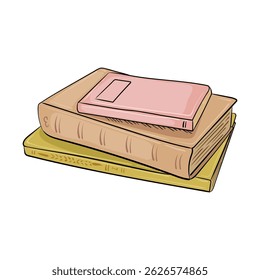 A stack of colorful books for studying or reading. Vector isolated image for the design of banners, training programs, knowledge day, September 1 and back to school.