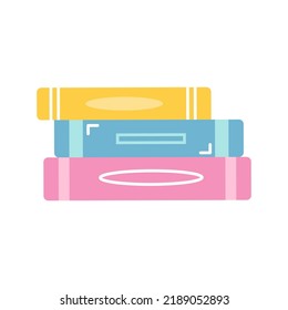 Stack of colorful books, textbooks for school, vector flat illustration on white background.