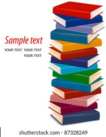Stack of  colorful books. Vector