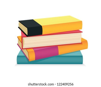 Stack of colorful books. Vector illustration.