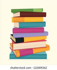 Stack of colorful books. Vector illustration.