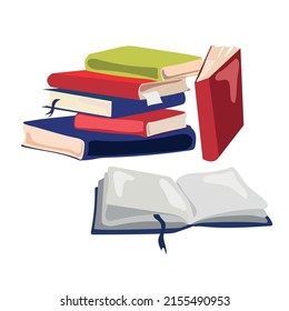 Stack of colorful books vector illustration isolated on white background.Colorful books,education concept.
