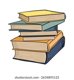 Stack of colorful books. Vector illustration for education a hand drawn for educational materials, libraries, online courses. For the banners, knowledge day, September 1 and theme back to school.