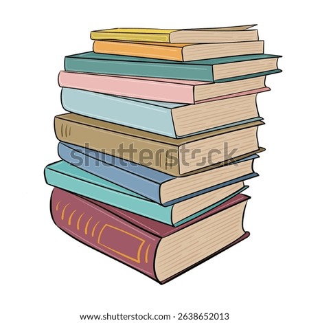 Stack of colorful books. Vector illustration for education a hand drawn for educational materials, libraries, online courses. For the banners, knowledge day, September 1 and theme back to school.