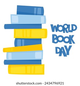 Stack of colorful books for World Book Day