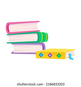 Una pila de coloridos libros de caricaturas. Pintura de vectores para librería, diseño escolar y más.