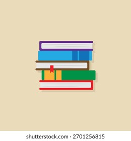 Ícone Pilha de livros coloridos fechados. Conhecimento, educação e conceito de aprendizagem ilustração vetorial plana