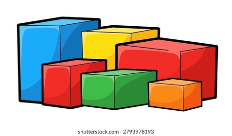 Stack of colorful cube blocks
