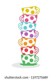 Stack of colorful cups. Vector illustration