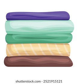 Stack of colorful folded towels or blankets is lying on a white background