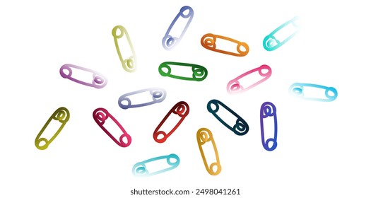 Stack Of Colorful Safety Pins On White Background.