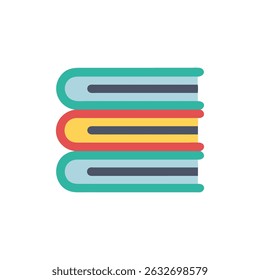 Stack of colorful stylized books on a White Background