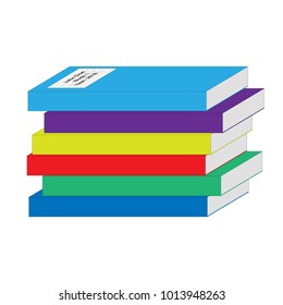 Stack of coloured books laying down 