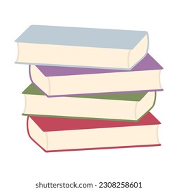 Pila de libros coloridos. Concepto de educación. Ilustración vectorial aislada en blanco.
