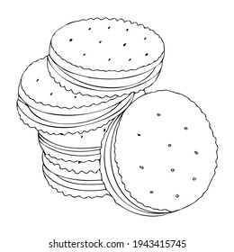 A stack of cookies with a doodle-style filling isolated on a white background.