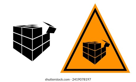 Stapelrichtiges Schild, fallende Faltschachteln, schwarze einzelne Silhouette