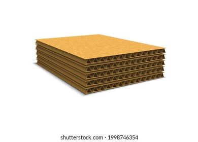 Stack Of Corrugated Boards Isolated On White Background
Flute Corrugated Sheets, Cardboard. Grooved Paper. Vector Illustration.