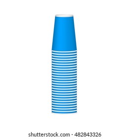 Stack of cups in blue design