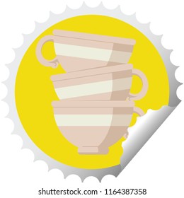 stack of cups graphic vector illustration round sticker stamp