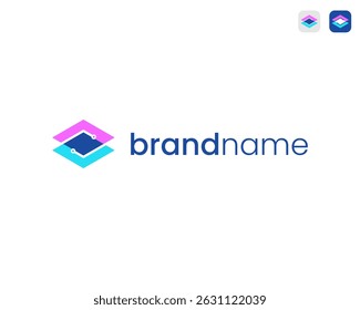 Stack Data Document Modern Colorful For Storage Server Technology Vector Logo Design Illustration