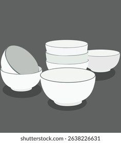 Stack of deep soup or salad porcelain bowls
