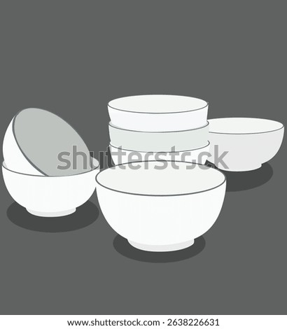 Stack of deep soup or salad porcelain bowls