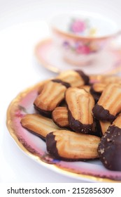Stack of Delicious Chocolate Chip Cookies on Plate. Delicious Biscuits.
