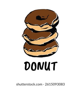 Stack of Delicious Chocolate Donuts Illustration