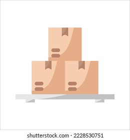 Stack of delivery boxes icon. Stacked cargo mockup. Vector illustration
