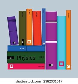 Pila de libros diferentes. Imágenes vívidas, metáforas para la educación, obtención de nuevos conocimientos, desarrollo propio. Biblioteca, literatura, poemas, historias. Pila de libros. Ilustración vectorial isométrica de dibujos animados