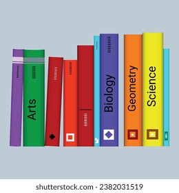 Stack of different books. Vivid images, metaphor for education, obtaining new knowledge, selfdevelopment. Library, literature, poems, stories. Pile of books. Cartoon isometric vector illustration