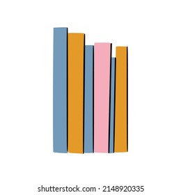 A stack of different colored books for filling bookshelf in Scandinavian interior. Great for web design, instructions, cards and apps.