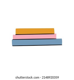 A stack of different colored books for filling bookshelf in Scandinavian interior. Great for web design, instructions, cards and apps.